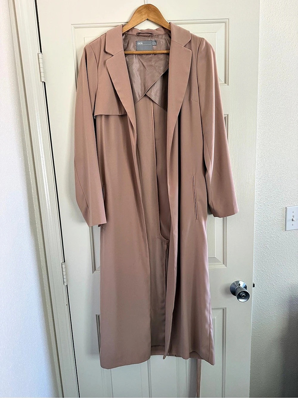 ASOS Long Belted Trench Coat in Brown